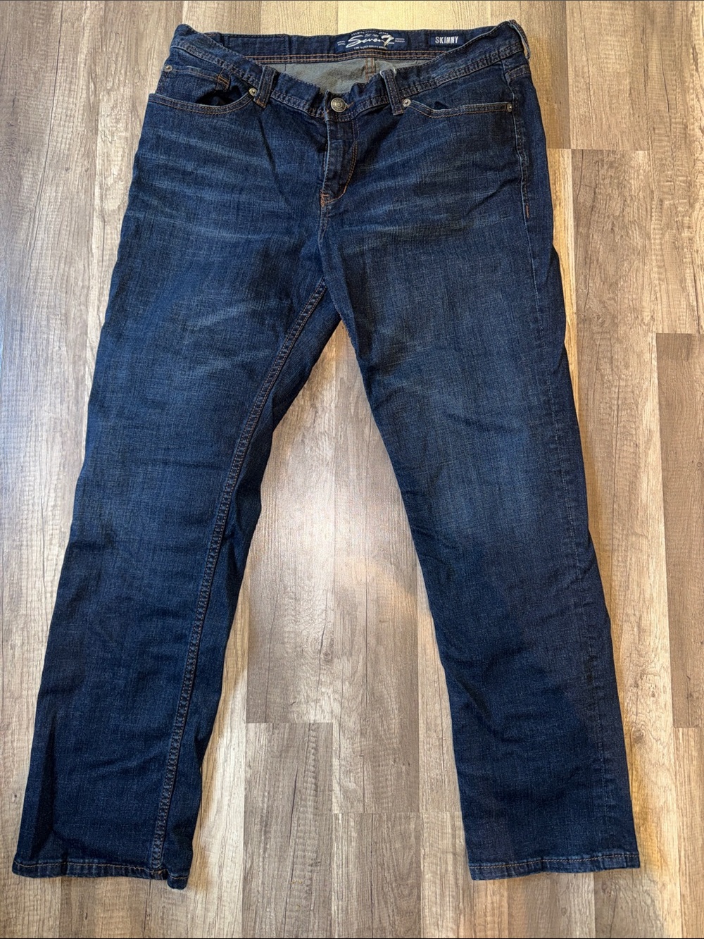 Seven7 Men's Dark Blue Straight Skinny Jeans - 36W x 32L